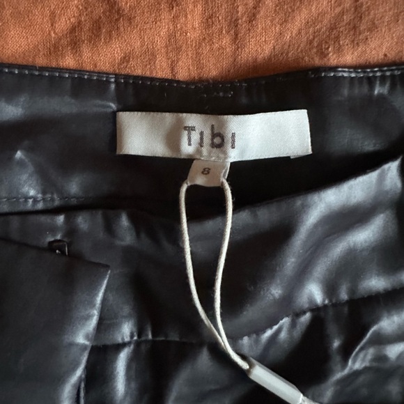 Tibi Navy Leather-Style Pants - Picture 3 of 4